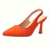 Chic Slingback Stiletto Pumps - Sleek Solid Color with Adjustable Buckle, Elegant Pointed Toe for Formal Occasions