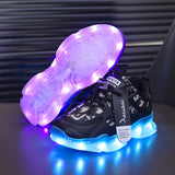 USB Rechargeable LED Light Low Top Sneakers - Breathable, Lightweight, Casual Running Shoes with Cool Design for Boys - Perfect for All Seasons and Outdoor Activities