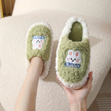 Kawaii Cartoon Decor Home Warm Slippers, Soft Sole Fuzzy Platform Non-slip Shoes, Winter Plush Cozy Indoor Shoes