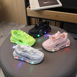 Kids' Comfy LED Light Up Chunky Sneakers - Trendy Solid Casual Shoes with Non Slip Sole and Lace Up Closure for Outdoor Fun and Play!