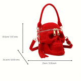 Niche Skull Zipper Satchel Bag, Punk Stylish Shoulder Bag, Dark Style Wallet