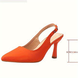 Chic Slingback Stiletto Pumps - Sleek Solid Color with Adjustable Buckle, Elegant Pointed Toe for Formal Occasions