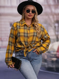 Plus Size Plaid Print Shirt - Relaxed Casual Long Sleeve Button Up with Lapel Collar and Loose Fit - Designed for Womens Plus Size Clothing Collection