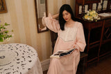 Hanxiuju Delicate Vintage Embroidery Cotton Women's Long Nightgowns Luxury Sleepwear Elegant Loose Nighty Spring Autumn Dress