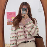 lutaotie Rows of Holland Tulips Fairycore Sweater Top