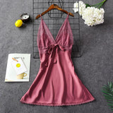 LANFUBEISI Brand New Chinese Women Robe Satin Nightgown Sexy Nightshirt Sleepwear Lace Bath Gown Summer Casual Home Night Dress Nighty