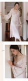 LANFUBEISI Romantic Nightgown Nightwear Princess Women Vintage Sleepwear Satin