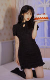 lutaotie Black Cat's Purr Dark Fairycore Dress