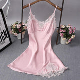 LANFUBEISI Brand New Chinese Women Robe Satin Nightgown Sexy Nightshirt Sleepwear Lace Bath Gown Summer Casual Home Night Dress Nighty