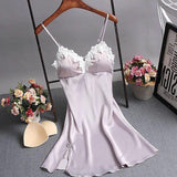 LANFUBEISI Brand New Chinese Women Robe Satin Nightgown Sexy Nightshirt Sleepwear Lace Bath Gown Summer Casual Home Night Dress Nighty