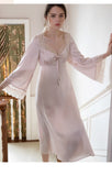 LANFUBEISI Romantic Nightgown Nightwear Princess Women Vintage Sleepwear Satin