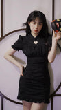 lutaotie Black Cat's Purr Dark Fairycore Dress