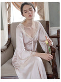 LANFUBEISI Romantic Nightgown Nightwear Princess Women Vintage Sleepwear Satin