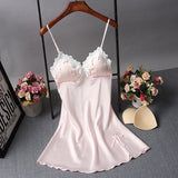 LANFUBEISI Brand New Chinese Women Robe Satin Nightgown Sexy Nightshirt Sleepwear Lace Bath Gown Summer Casual Home Night Dress Nighty