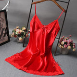 LANFUBEISI Brand New Chinese Women Robe Satin Nightgown Sexy Nightshirt Sleepwear Lace Bath Gown Summer Casual Home Night Dress Nighty