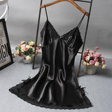 LANFUBEISI Brand New Chinese Women Robe Satin Nightgown Sexy Nightshirt Sleepwear Lace Bath Gown Summer Casual Home Night Dress Nighty