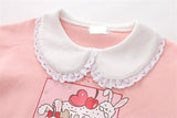 lutaotie Whipped Cream on Cherry Pie Bunny Sweater Top