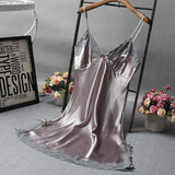 LANFUBEISI Brand New Chinese Women Robe Satin Nightgown Sexy Nightshirt Sleepwear Lace Bath Gown Summer Casual Home Night Dress Nighty