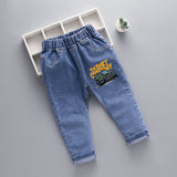 LUTAOTIE Spring and Autumn New Men's Children Denim Trousers Kart Pattern Printing Children's Denim Trousers Denim Trousers Crawler