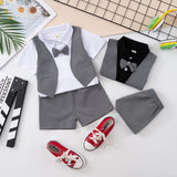 LUTAOTIE Boys Summer Suit Baby Boys' Summer Children's Short Sleeve Fake Three Handsome New