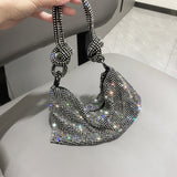 LUTAOTIE  Cross-Border Women's Bag  New Rhinestone Underarm Bag Diamond-Embedded Full Diamond Handbag Pink Bag Small Clutch Women's Bag