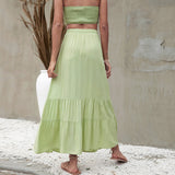 LUTAOTIE Nuoxi  2022 Summer Foreign Trade New Beach Style Pure Color Ruffles European and American Skirt B1986