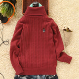 Children's fleece turtleneck boys and girls cotton knitted sweater children's clothing autumn and winter bottoming sweater sweater middle and old children