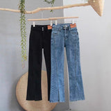 2024 Summer New Korean Style High Waist Denim Trousers for Women Bell-Bottom Pants Popular Korean Style Live Broadcast Hot Selling Stall Wholesale