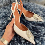 LUTAOTIE Closed Toe Open Spring Pointed Stiletto Hollow Heels