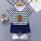 LUTAOTIE Summer Suit Children's Short-Sleeved Shorts Baby Girl Homewear Clothes Baby T-shirt Boys' Pajamas 0-1-2-3 Years Old