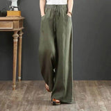 LUTAOTIE  16 Colors  Spring and Summer Korean Style Artistic Cotton Linen Women's Pants Loose plus Size Wide Leg Pants High-Waist Mopping Pants Straight