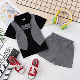 LUTAOTIE Boys Summer Suit Baby Boys' Summer Children's Short Sleeve Fake Three Handsome New