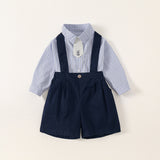 LUTAOTIE Children's Spring Clothes Long-Sleeved Baby Boys' Overalls Shirt Children Kindergarten Clothes College Style Two-Piece Suit