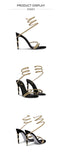 LUTAOTIE Snakelike Winding Sandals Women Summer Fashion  New Black Internet Famous Sexy Rhinestone Stiletto High Heels