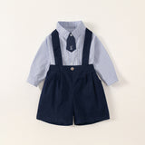 LUTAOTIE Children's Spring Clothes Long-Sleeved Baby Boys' Overalls Shirt Children Kindergarten Clothes College Style Two-Piece Suit