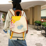 New Japanese Ins Large Capacity High School Student Bag Female Cute Sweet Contrast Color Primary and Secondary School Students Lightweight Backpack