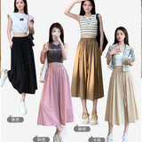 LUTAOTIE  Ice Silk Cropped Culottes Wide-Leg Pants Women's Summer Thin Loose Slimming plus Size Pantskirt Straight Casual Yamamoto Culottes