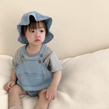 LUTAOTIE Baby Striped T-shirt Suspender Pants Korean Style Children's Clothing  Summer New Baby Clothes Summer Boys Suit