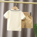 LUTAOTIE Boys' Suit Summer Western Style Children's Clothes Baby Boy Short Sleeve Two-Piece Korean Style Small Children's Clothing Baby Summer Clothing