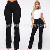 LUTAOTIE  Cross-Border  HOTan and NEWn  Wish Women's Jeans Button Patch Pocket Washed Trousers Jeans Nk173