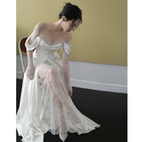 Travel Photography Lightweight Wedding Dress  Lace Small Tail White Retro  New Simple Bridal Welcome Super Fairy Dress