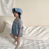 LUTAOTIE Baby Striped T-shirt Suspender Pants Korean Style Children's Clothing  Summer New Baby Clothes Summer Boys Suit