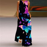 Women's Clothing  New European and American Spring and Summer Fashion Printed Sexy Pocket Maxi Dress