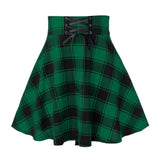 LUTAOTIE European and American Foreign Trade  New Fashion Plaid Lace-up Skirt