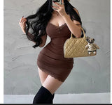 European and American Hot Girls Summer Waist-Controlled Base Lace Lace Sling Dress Tight Dress Women's Bag Hip Skirt Y2g