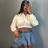 LUTAOTIE Women's High Waist Denim Skirt  Cross Border Women's  Summer New Sexy Hot Girl Pleated Skirt