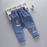 LUTAOTIE Spring and Autumn New Men's Children Denim Trousers Kart Pattern Printing Children's Denim Trousers Denim Trousers Crawler