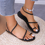 LUTAOTIE Cross-Border Foreign Trade plus Size Women's Sandals Summer New European and American Flat Women's Beach Shoes Size 43 Independent Station Sandals