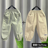 LUTAOTIE Boys' Thin Casual Pants  Summer New Pure Cotton Children's Anti-Mosquito Pants Children Quick-Dry Pants Fashionable Trousers