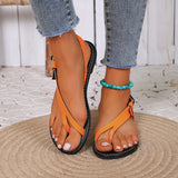 LUTAOTIE Spring and Summer New Sandals European and American Style Cross-Border Women's Flip-Toe Buckle Flat Foreign Trade plus Size Women's Sandals